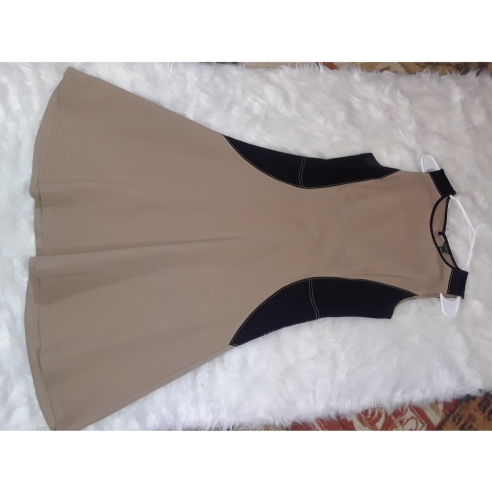 Ann Taylor khaki and black dress.